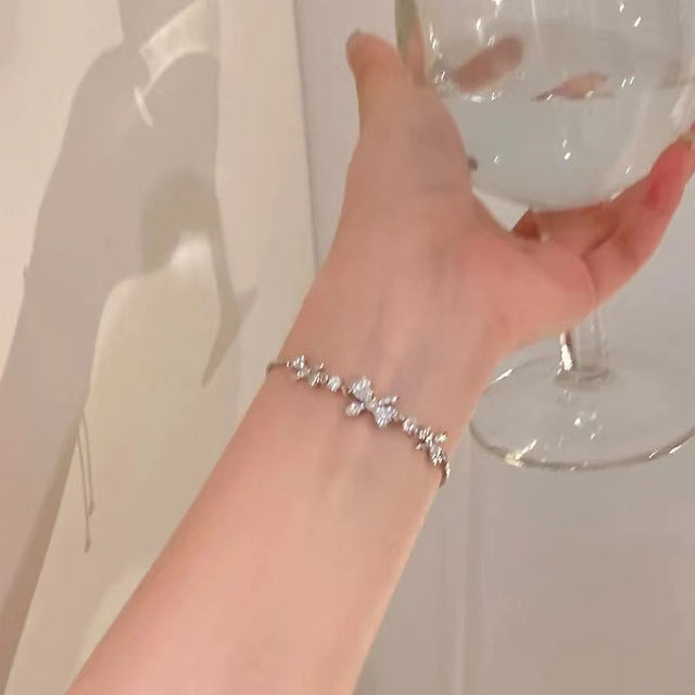 Japan Korea Star Moon Bracelet For Women Girls Fashion Pink Crystal Pearl Chain Bracelet Wholesale Designer Jewelry Party Gift